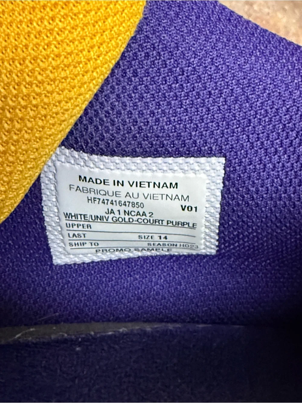 Nike Ja Morant 1 LSU Basketball PE Player Exclusive White Purple Gold Shoes 14
